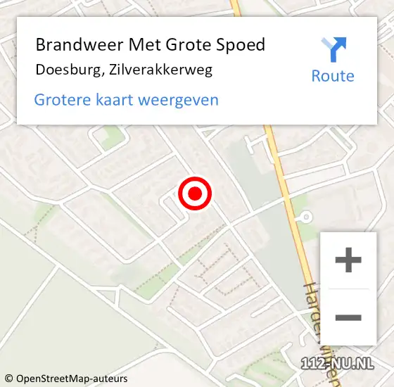 Locatie op kaart van de 112 melding: Brandweer Met Grote Spoed Naar Doesburg, Zilverakkerweg op 2 januari 2023 16:13