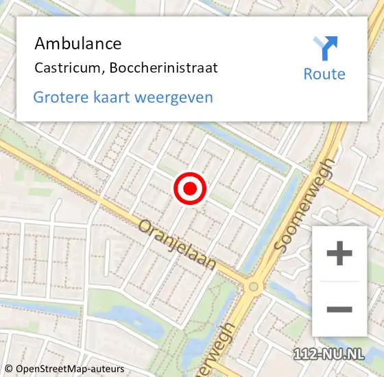 Locatie op kaart van de 112 melding: Ambulance Castricum, Boccherinistraat op 10 augustus 2014 20:49