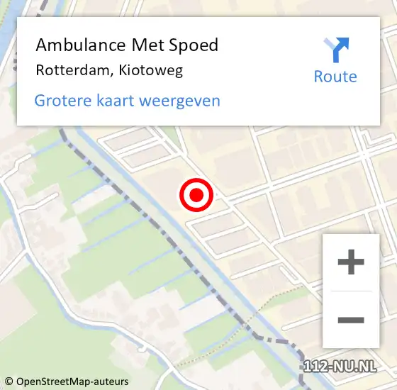 Locatie op kaart van de 112 melding: Ambulance Met Spoed Naar Rotterdam, Kiotoweg op 2 januari 2023 16:18