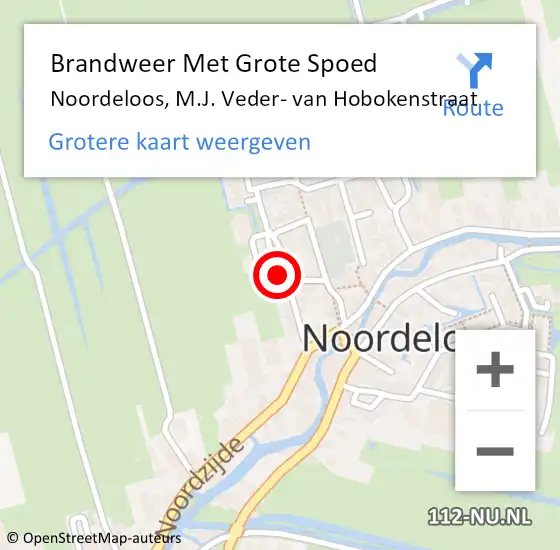 Locatie op kaart van de 112 melding: Brandweer Met Grote Spoed Naar Noordeloos, M.J. Veder- van Hobokenstraat op 2 januari 2023 16:52