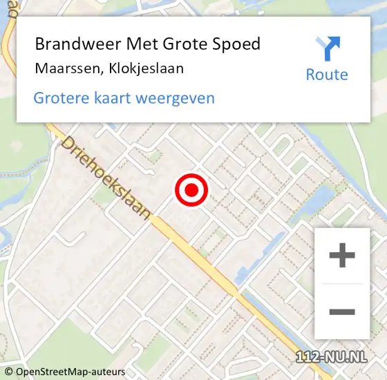 Locatie op kaart van de 112 melding: Brandweer Met Grote Spoed Naar Maarssen, Klokjeslaan op 2 januari 2023 16:54