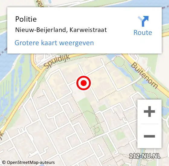 Locatie op kaart van de 112 melding: Politie Nieuw-Beijerland, Karweistraat op 2 januari 2023 17:05