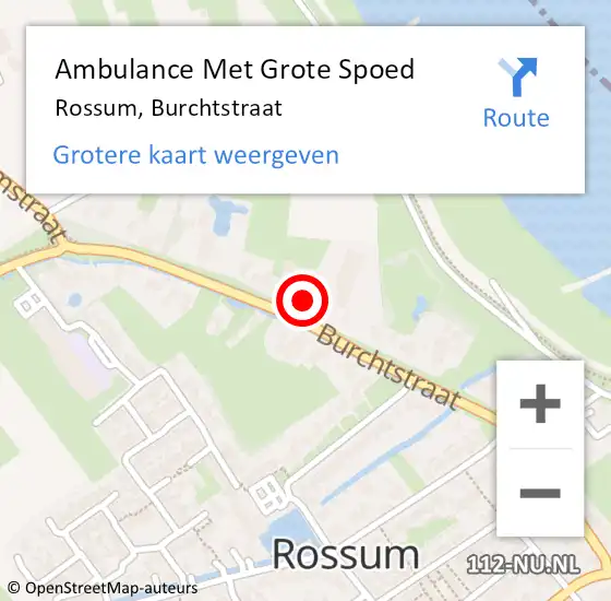 Locatie op kaart van de 112 melding: Ambulance Met Grote Spoed Naar Rossum, Burchtstraat op 2 januari 2023 17:06