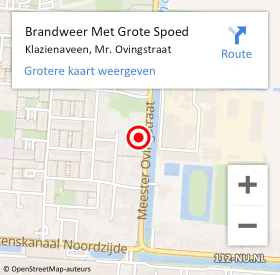 Locatie op kaart van de 112 melding: Brandweer Met Grote Spoed Naar Klazienaveen, Mr. Ovingstraat op 2 januari 2023 17:17