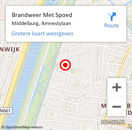 Locatie op kaart van de 112 melding: Brandweer Met Spoed Naar Middelburg, Amnestylaan op 2 januari 2023 17:18