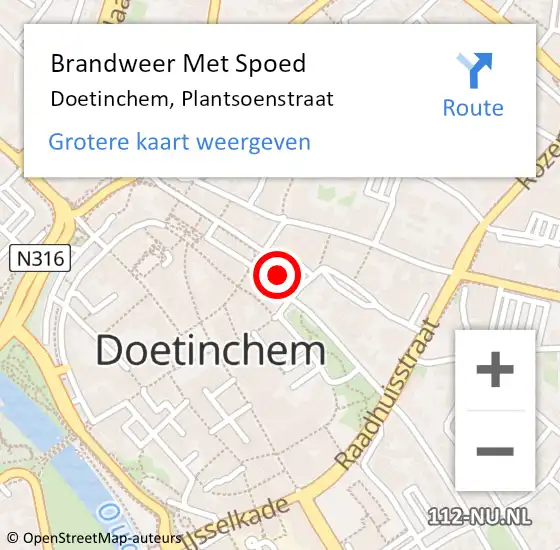 Locatie op kaart van de 112 melding: Brandweer Met Spoed Naar Doetinchem, Plantsoenstraat op 2 januari 2023 17:23