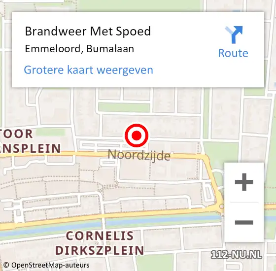 Locatie op kaart van de 112 melding: Brandweer Met Spoed Naar Emmeloord, Bumalaan op 2 januari 2023 17:35