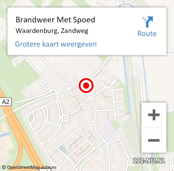 Locatie op kaart van de 112 melding: Brandweer Met Spoed Naar Waardenburg, Zandweg op 2 januari 2023 17:35