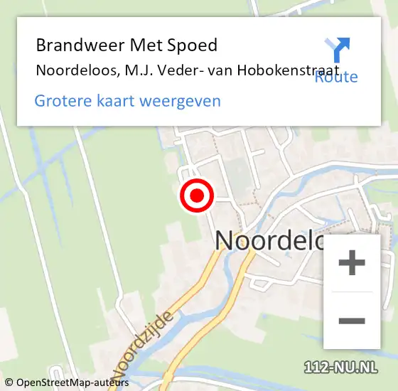 Locatie op kaart van de 112 melding: Brandweer Met Spoed Naar Noordeloos, M.J. Veder- van Hobokenstraat op 2 januari 2023 17:48