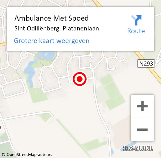 Locatie op kaart van de 112 melding: Ambulance Met Spoed Naar Sint Odiliënberg, Platanenlaan op 2 januari 2023 17:52