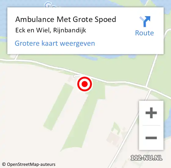 Locatie op kaart van de 112 melding: Ambulance Met Grote Spoed Naar Eck en Wiel, Rijnbandijk op 2 januari 2023 17:53