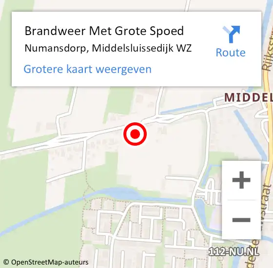 Locatie op kaart van de 112 melding: Brandweer Met Grote Spoed Naar Numansdorp, Middelsluissedijk WZ op 2 januari 2023 17:54