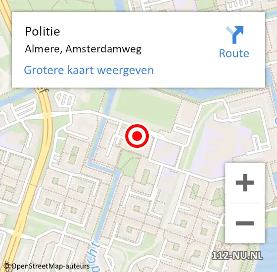 Locatie op kaart van de 112 melding: Politie Almere, Amsterdamweg op 2 januari 2023 18:06