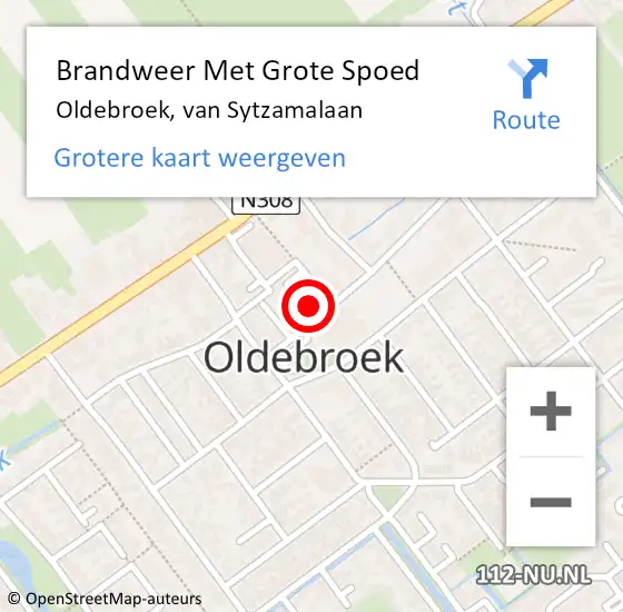 Locatie op kaart van de 112 melding: Brandweer Met Grote Spoed Naar Oldebroek, van Sytzamalaan op 2 januari 2023 18:43