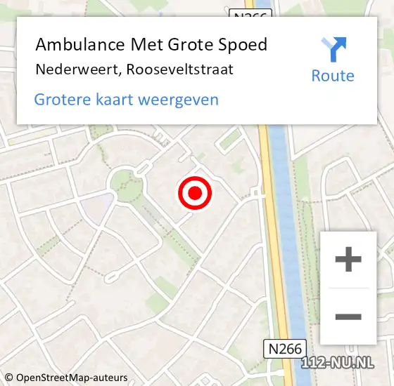 Locatie op kaart van de 112 melding: Ambulance Met Grote Spoed Naar Nederweert, Rooseveltstraat op 2 januari 2023 18:49