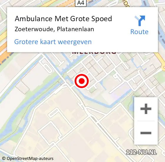 Locatie op kaart van de 112 melding: Ambulance Met Grote Spoed Naar Zoeterwoude, Platanenlaan op 2 januari 2023 18:50