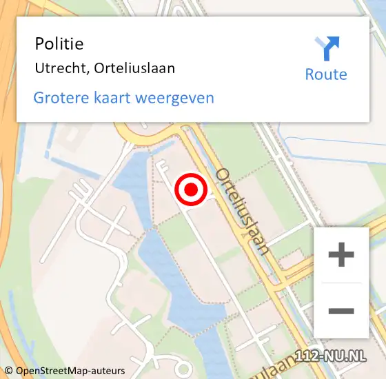 Locatie op kaart van de 112 melding: Politie Utrecht, Orteliuslaan op 2 januari 2023 18:53