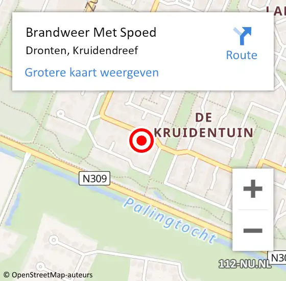 Locatie op kaart van de 112 melding: Brandweer Met Spoed Naar Dronten, Kruidendreef op 2 januari 2023 19:04