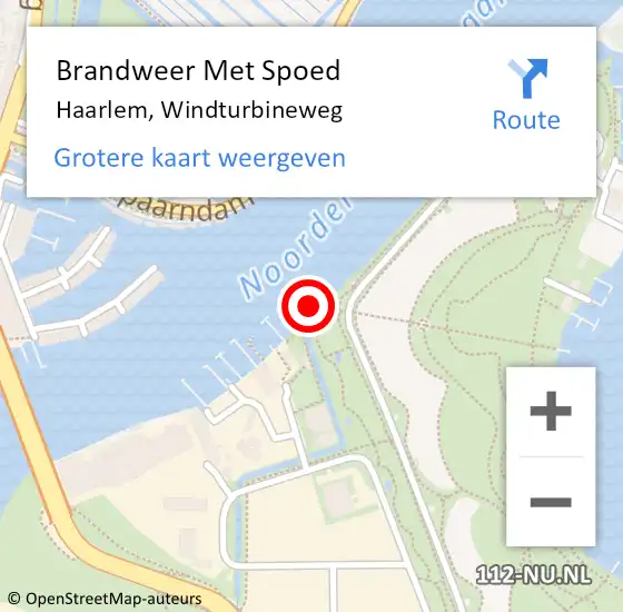 Locatie op kaart van de 112 melding: Brandweer Met Spoed Naar Haarlem, Windturbineweg op 2 januari 2023 19:24