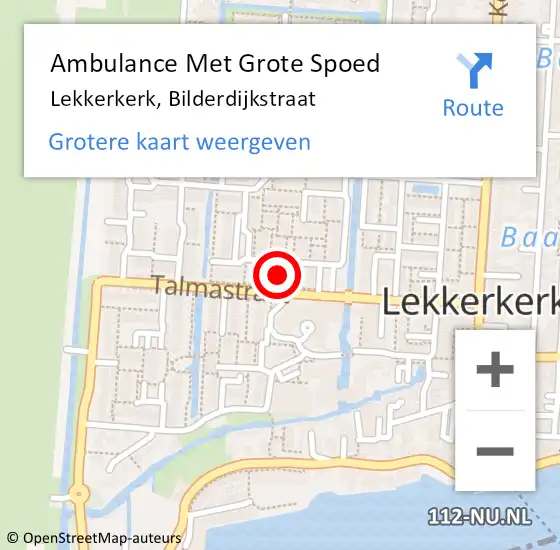 Locatie op kaart van de 112 melding: Ambulance Met Grote Spoed Naar Lekkerkerk, Bilderdijkstraat op 2 januari 2023 19:26