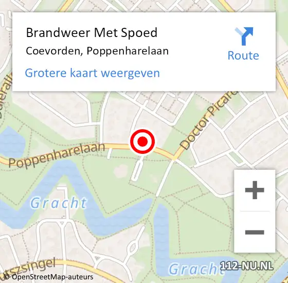 Locatie op kaart van de 112 melding: Brandweer Met Spoed Naar Coevorden, Poppenharelaan op 2 januari 2023 19:39