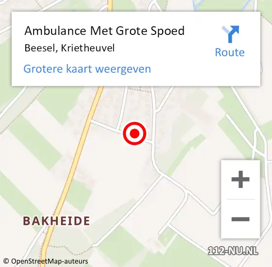 Locatie op kaart van de 112 melding: Ambulance Met Grote Spoed Naar Beesel, Krietheuvel op 10 augustus 2014 21:16