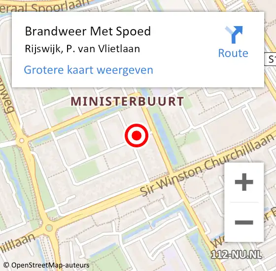 Locatie op kaart van de 112 melding: Brandweer Met Spoed Naar Rijswijk, P. van Vlietlaan op 2 januari 2023 20:33