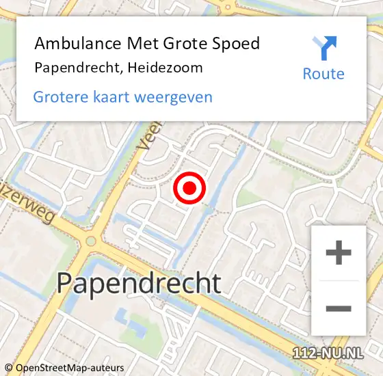 Locatie op kaart van de 112 melding: Ambulance Met Grote Spoed Naar Papendrecht, Heidezoom op 2 januari 2023 20:44