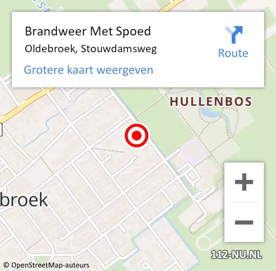 Locatie op kaart van de 112 melding: Brandweer Met Spoed Naar Oldebroek, Stouwdamsweg op 2 januari 2023 20:49