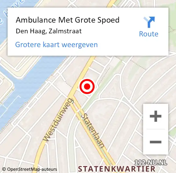 Locatie op kaart van de 112 melding: Ambulance Met Grote Spoed Naar Den Haag, Zalmstraat op 2 januari 2023 21:08