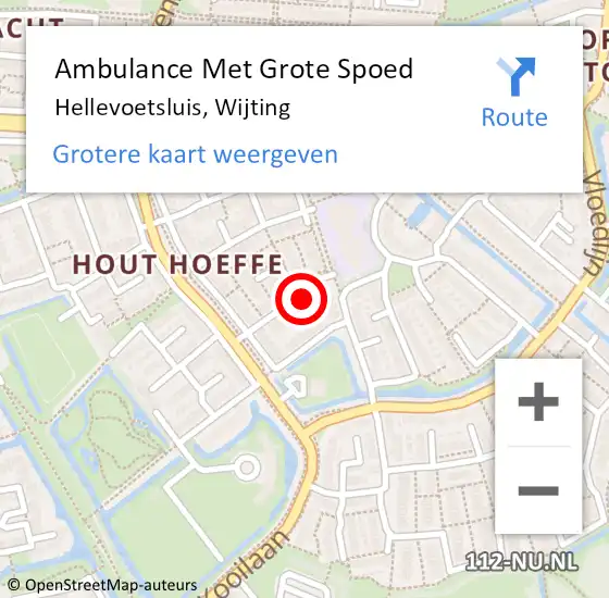 Locatie op kaart van de 112 melding: Ambulance Met Grote Spoed Naar Hellevoetsluis, Wijting op 2 januari 2023 21:12