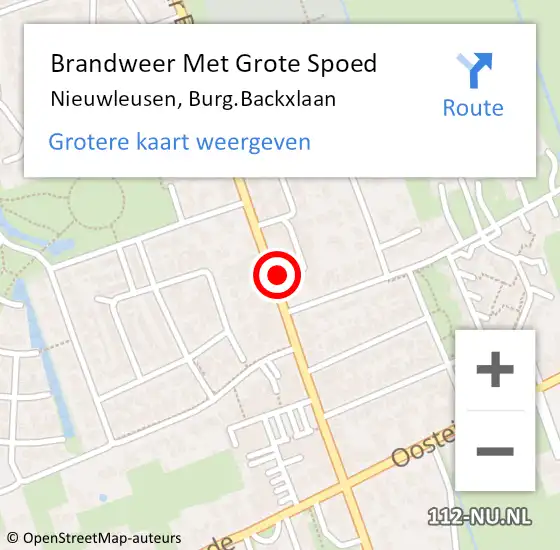 Locatie op kaart van de 112 melding: Brandweer Met Grote Spoed Naar Nieuwleusen, Burg.Backxlaan op 2 januari 2023 21:16