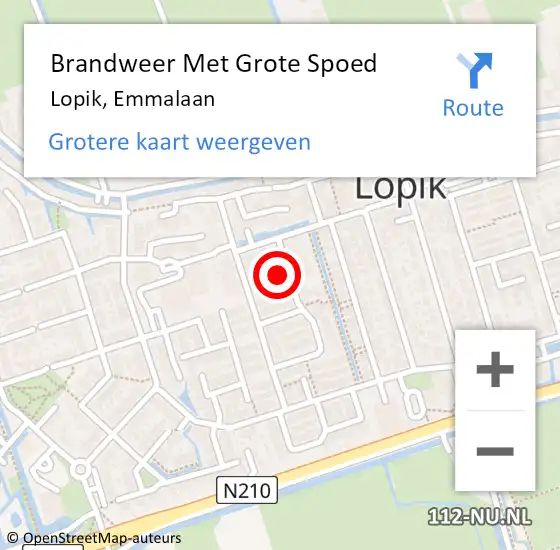 Locatie op kaart van de 112 melding: Brandweer Met Grote Spoed Naar Lopik, Emmalaan op 2 januari 2023 21:36