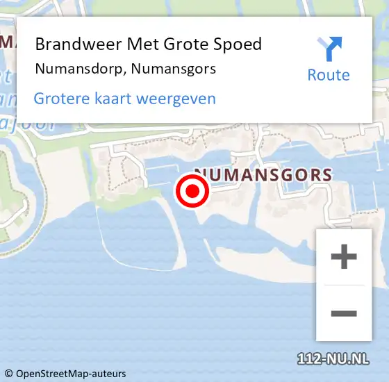 Locatie op kaart van de 112 melding: Brandweer Met Grote Spoed Naar Numansdorp, Numansgors op 2 januari 2023 21:58