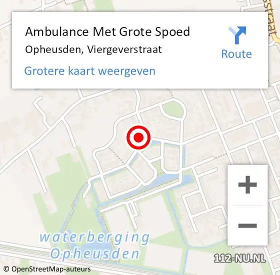 Locatie op kaart van de 112 melding: Ambulance Met Grote Spoed Naar Opheusden, Viergeverstraat op 2 januari 2023 22:28