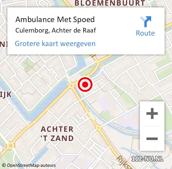 Locatie op kaart van de 112 melding: Ambulance Met Spoed Naar Culemborg, Achter de Raaf op 2 januari 2023 22:41