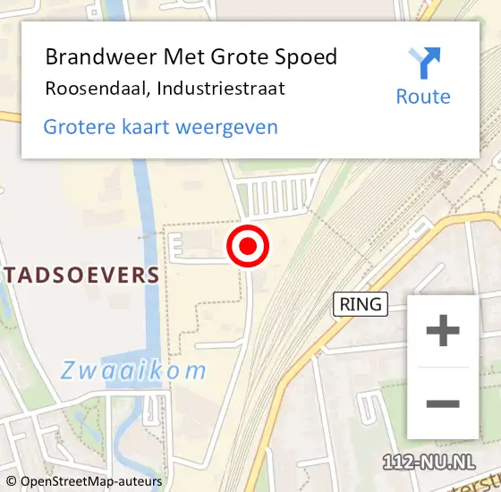 Locatie op kaart van de 112 melding: Brandweer Met Grote Spoed Naar Roosendaal, Industriestraat op 2 januari 2023 22:52
