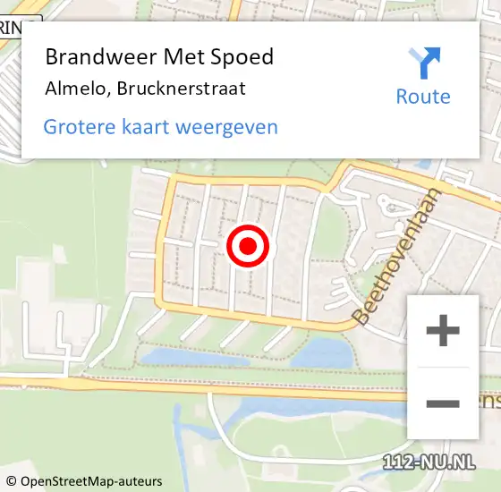 Locatie op kaart van de 112 melding: Brandweer Met Spoed Naar Almelo, Brucknerstraat op 2 januari 2023 22:59