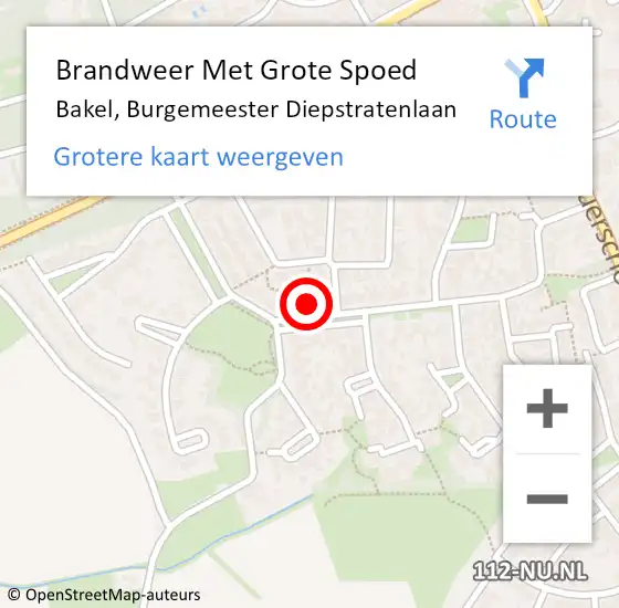 Locatie op kaart van de 112 melding: Brandweer Met Grote Spoed Naar Bakel, Burgemeester Diepstratenlaan op 2 januari 2023 23:16