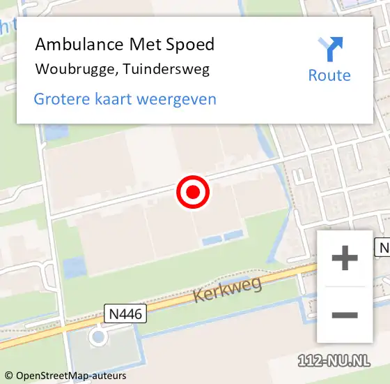 Locatie op kaart van de 112 melding: Ambulance Met Spoed Naar Woubrugge, Tuindersweg op 2 januari 2023 23:32