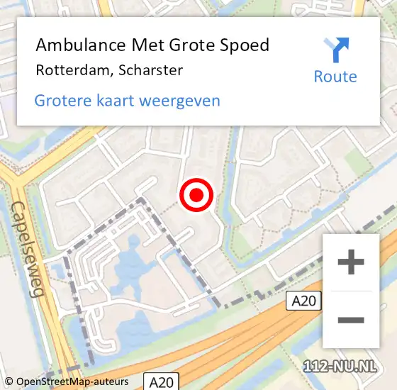 Locatie op kaart van de 112 melding: Ambulance Met Grote Spoed Naar Rotterdam, Scharster op 2 januari 2023 23:56