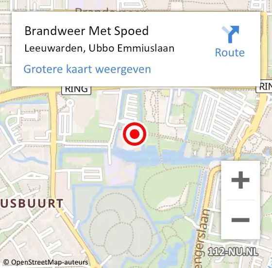 Locatie op kaart van de 112 melding: Brandweer Met Spoed Naar Leeuwarden, Ubbo Emmiuslaan op 2 januari 2023 23:56