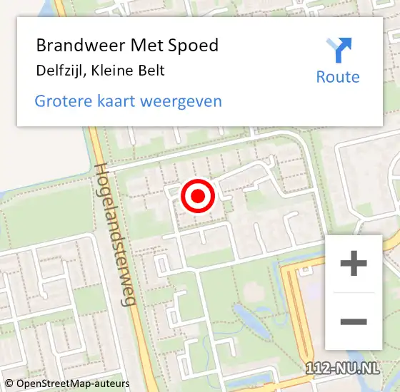 Locatie op kaart van de 112 melding: Brandweer Met Spoed Naar Delfzijl, Kleine Belt op 3 januari 2023 00:03