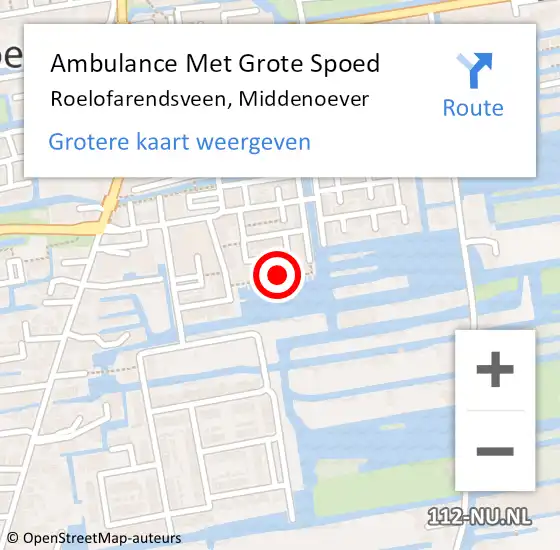 Locatie op kaart van de 112 melding: Ambulance Met Grote Spoed Naar Roelofarendsveen, Middenoever op 3 januari 2023 00:44