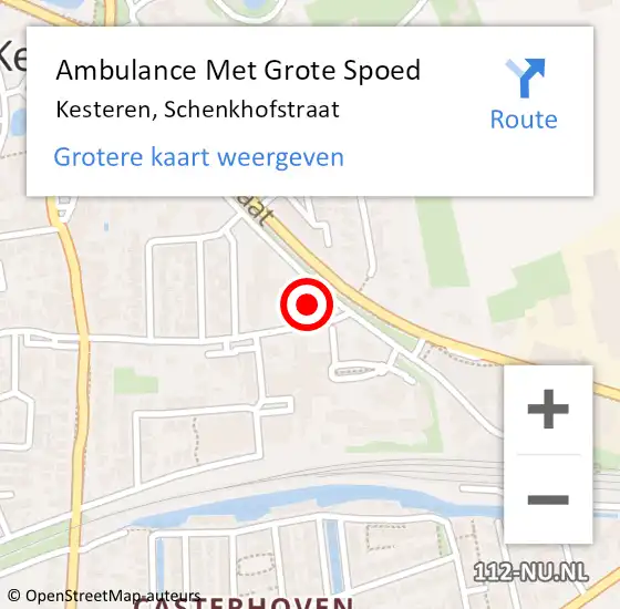 Locatie op kaart van de 112 melding: Ambulance Met Grote Spoed Naar Kesteren, Schenkhofstraat op 3 januari 2023 00:55