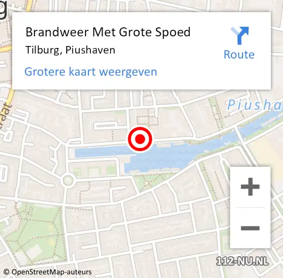 Locatie op kaart van de 112 melding: Brandweer Met Grote Spoed Naar Tilburg, Piushaven op 3 januari 2023 01:02