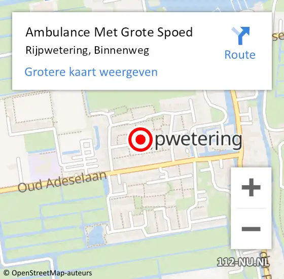 Locatie op kaart van de 112 melding: Ambulance Met Grote Spoed Naar Rijpwetering, Binnenweg op 3 januari 2023 01:42