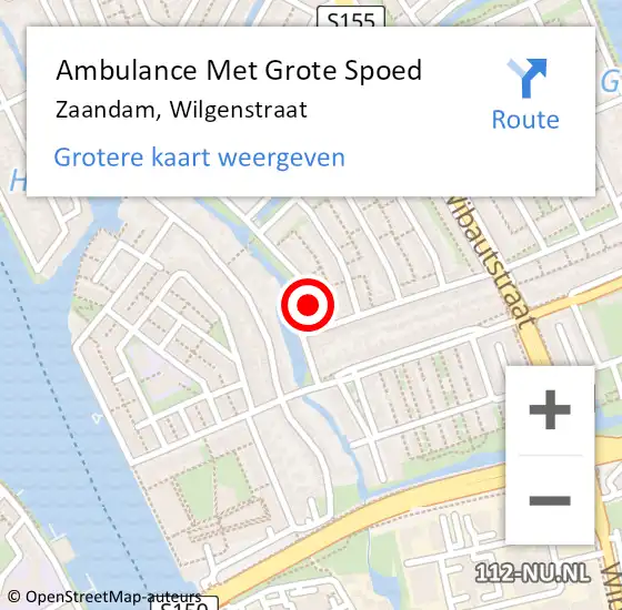 Locatie op kaart van de 112 melding: Ambulance Met Grote Spoed Naar Zaandam, Wilgenstraat op 3 januari 2023 02:11