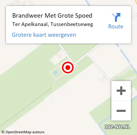 Locatie op kaart van de 112 melding: Brandweer Met Grote Spoed Naar Ter Apelkanaal, Tussenbeetseweg op 3 januari 2023 02:26