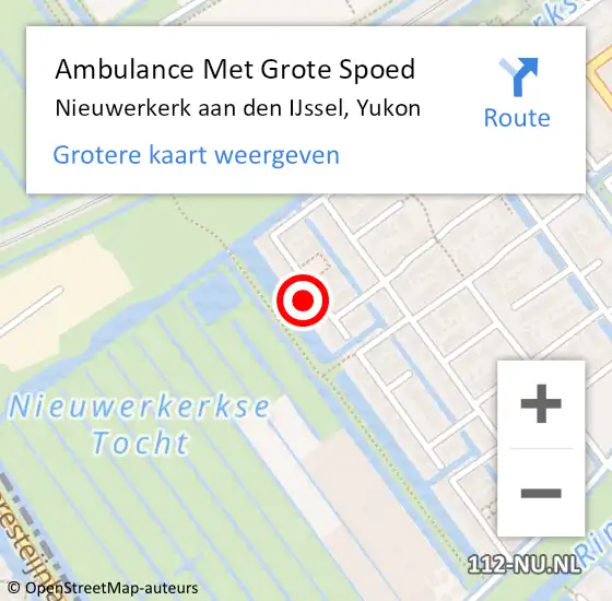 Locatie op kaart van de 112 melding: Ambulance Met Grote Spoed Naar Nieuwerkerk aan den IJssel, Yukon op 3 januari 2023 02:40